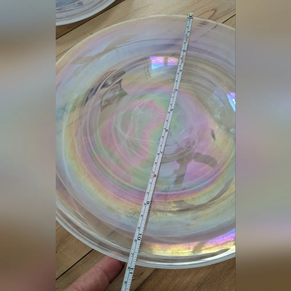 Artistic Accents Turkish Iridescent Swirl Pearl Glass 10 Pieces Plates and Bowls
